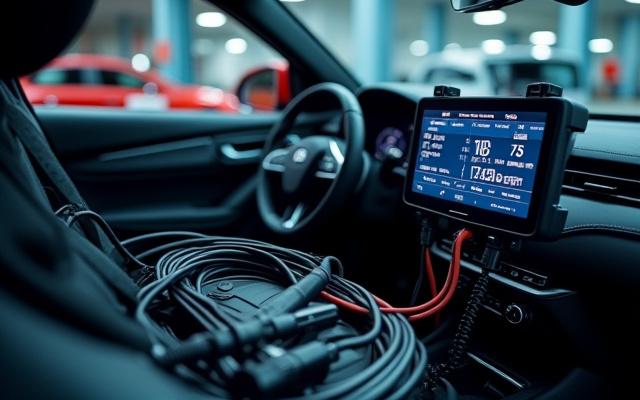 Herramientas de diagnóstico automotriz conectadas a un vehículo moderno