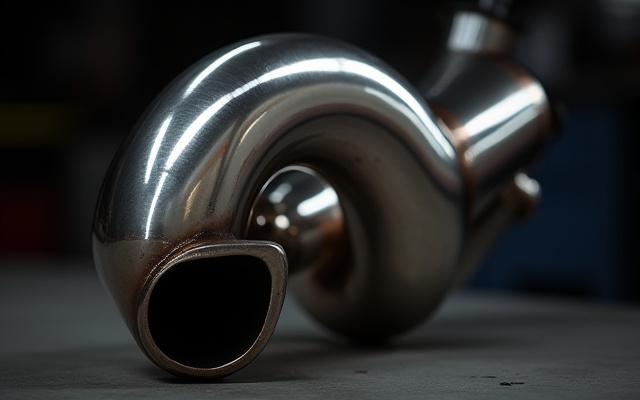 Sistema de escape de acero inoxidable personalizado en un taller